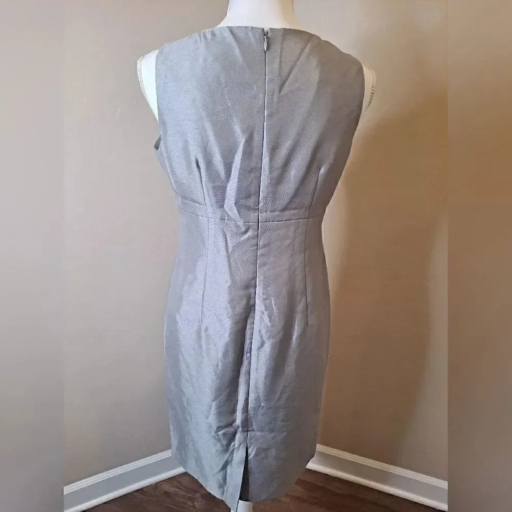 Le Suit Women’s Petite Shiny Sheath Dress in Wild Dove. NO JACKET NWT